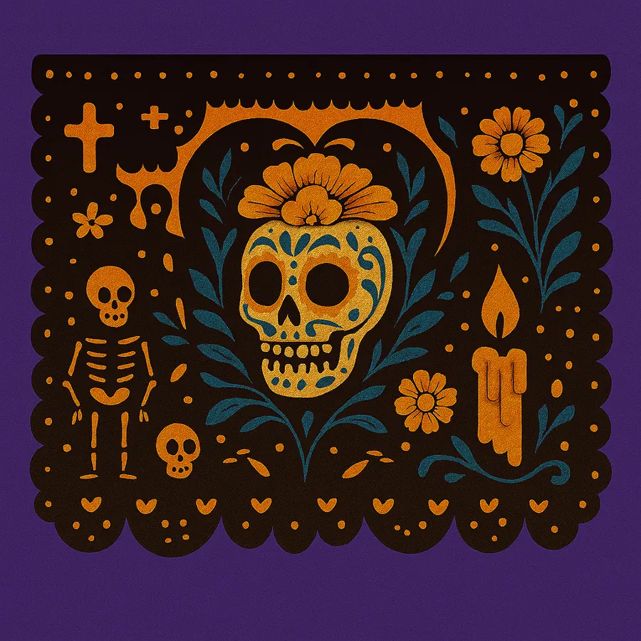 Papel picado con calavera